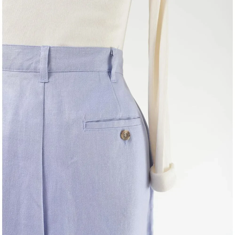 Vintage 90s Purple Linen High Waisted Button Front Maxi Skirt with Pockets 32 L - Picture 7 of 9